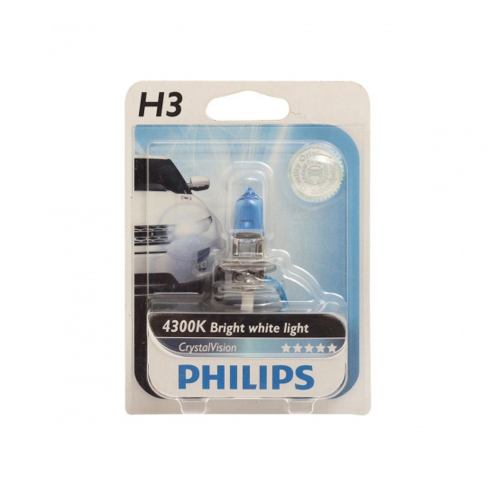 Большое фото товара - Автолампа H3 55 PK22s CrystalVision 4300K блистер 12V PHILIPS 12336CVB1, 12336CVB1. Вариант №1