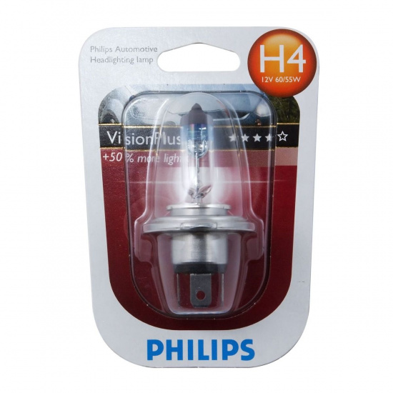 Большое фото товара - Автолампа H4 60/55 P43t-38+60% VisionPlus блистер 12V PHILIPS 12342VPB1, 12342VPB1. Вариант №1