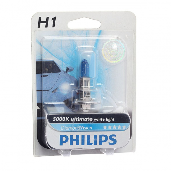 Большое фото товара - Автолампа H1 55 P14.5s DiamondVision 5000K блистер 12V PHILIPS 12258DVB1, 12258DVB1. Вариант №1