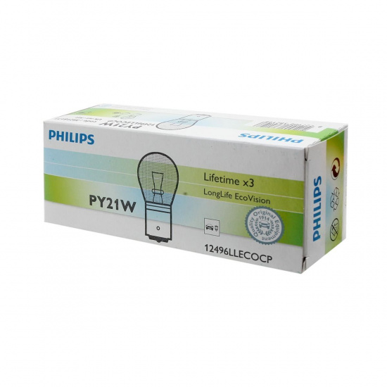 Большое фото товара - Автолампа PY21W BAU15s YELLOW LongLife EcoVision 12V PHILIPS 12496LLECOCP, 12496LLECOCP. Вариант №1
