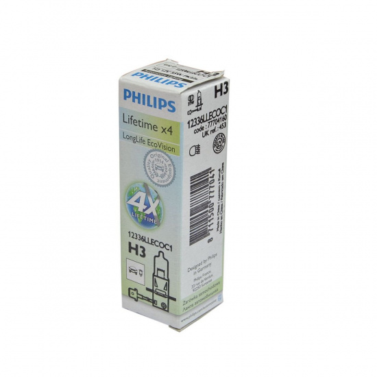 Большое фото товара - Автолампа H3 55 PK22s LongLife EcoVision 12V PHILIPS 12336LLECOC1, 12336LLECOC1. Вариант №1