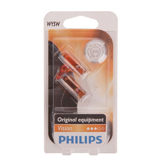 Большое фото товара - Автолампа WY5W W2.1*9.5d YELLOW блистер 2шт 12V PHILIPS 12396NAB2, 12396NAB2. Вариант №1