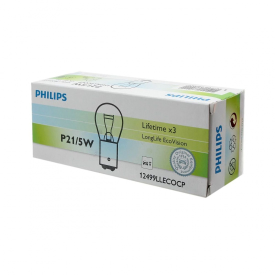 Большое фото товара - Автолампа P21/5W BAY15d LongLife EcoVision 12V PHILIPS 12499LLECOCP, 12499LLECOCP. Вариант №1