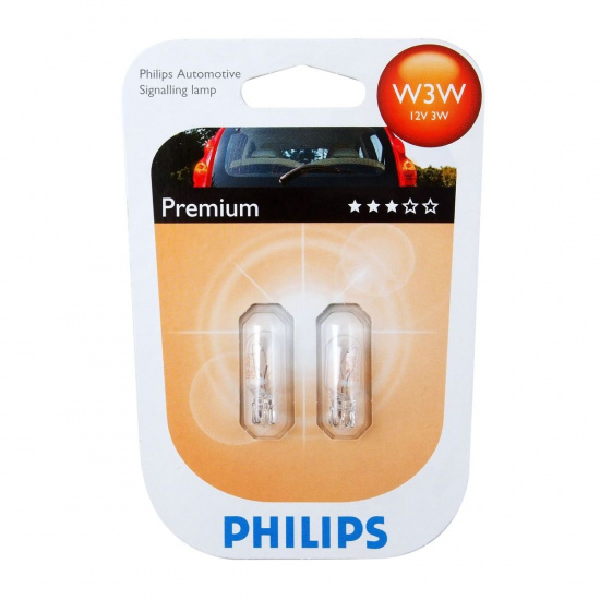 Большое фото товара - Автолампа W3W W2.1*9.5d блистер 2шт 12V PHILIPS 12256B2, 12256B2. Вариант №1