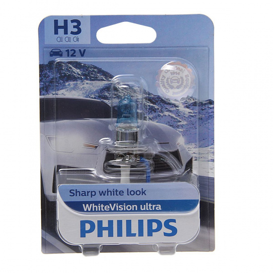 Большое фото товара - Автолампа H3 55 PK22s WhiteVision ultra 3900K блистер 12V PHILIPS 12336WVUB1, 12336WVUB1. Вариант №1