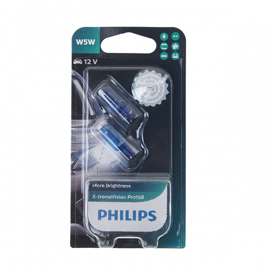 Большое фото товара - Автолампа W5W W2.1*9.5d +150% X-tremeVision Pro150 3300K блистер 2шт 12V PHILIPS 12961XVPB2, 12961XVPB2. Вариант №1