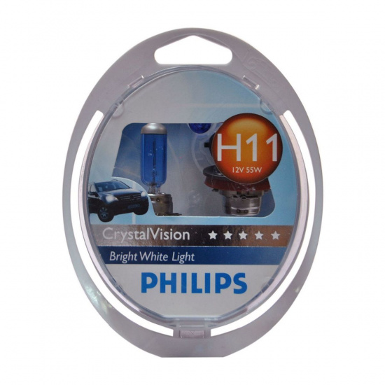 Большое фото товара - Автолампа H11 55 PGJ19-2 CrystalVision 4300K 2шт+2шт W5W 12V PHILIPS 12362CVSM, 12362CVSM. Вариант №1