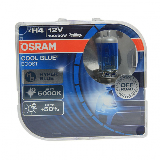 Большое фото товара - Автолампа H4 100/90 P43t COOL BLUE BOOST до 5500K евробокс 2шт 12V OSRAM 62193CBB-2HB, 62193CBB-2HB. Вариант №1