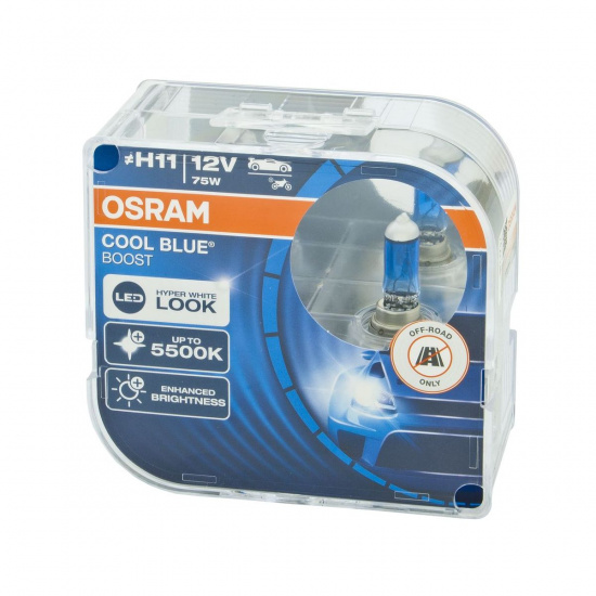 Большое фото товара - Автолампа H11 75 PGJ19-2 COOL BLUE BOOST до 5500K евробокс 2шт 12V OSRAM 62211CBB-HCB, 62211CBB-HCB. Вариант №1