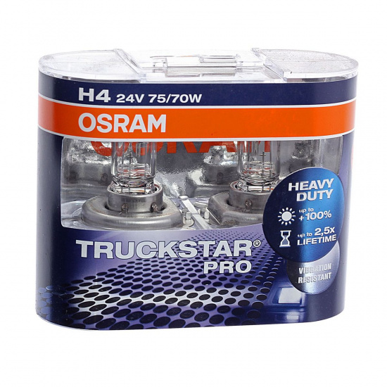 Большое фото товара - Автолампа H4 75/70 P43t-38 +120% TRUCKSTAR PRO евробокс 2шт 24V OSRAM 64196TSP-HCB, 64196TSP-HCB. Вариант №1