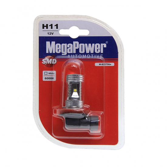 Большое фото товара - Автолампа H11 PGJ19-2 6 SMD CREE WHITE 6000K блистер 336лм 12V MEGAPOWER M-80575бл, M-80575бл. Вариант №1