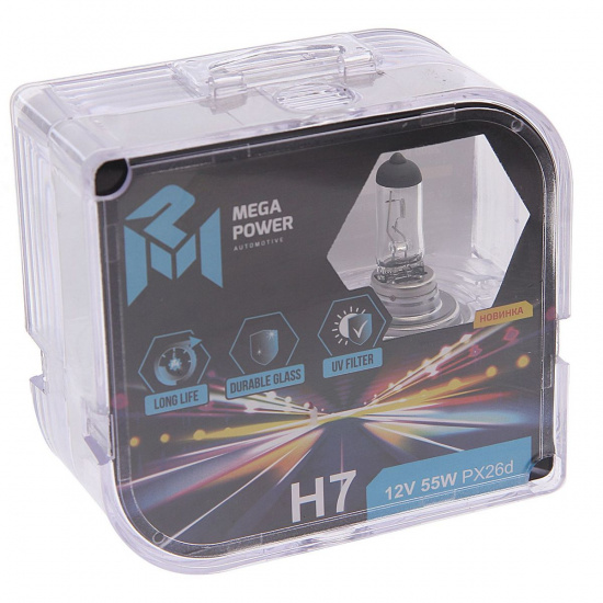 Большое фото товара - Автолампа H7 55 PX26d LONG LIFE бокс 2шт 12V MEGAPOWER M-37033031, M-37033031. Вариант №1