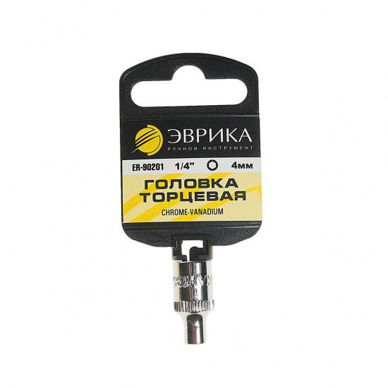 Большое фото товара - Головка торцевая 4мм 1/4 6-гранная L=30мм с держателем ЭВРИКА ER-90201H, ER-90201H. Вариант №1