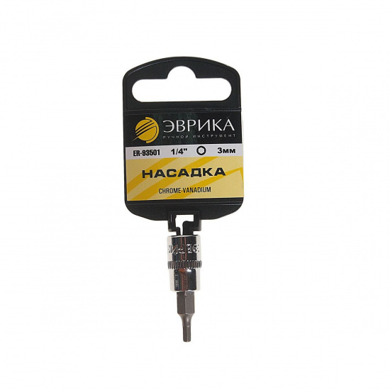 Большое фото товара - Насадка 1/4 DR 6-гранная 3мм с держателем ЭВРИКА ER-93501H, ER-93501H. Вариант №1