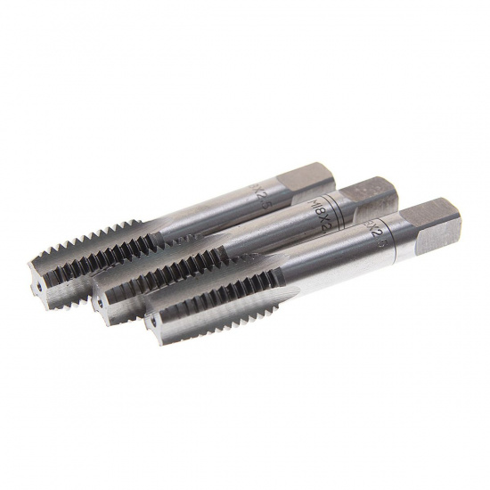 Большое фото товара - Метчик M18x2.5 3шт в пластиковом футляре ROCKFORCE RF-TAP18x2.5, RF-TAP18x2.5. Вариант №1
