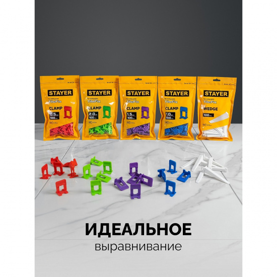 Большое фото товара - Система выравнивания плитки ворота 100шт 0мм 2 СВП TileFix STAYER 33847-100, 33847-100. Вариант №3