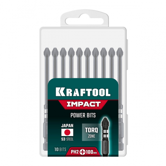 Большое фото товара - Ударные биты 10шт 100мм Impact PH 2 KRAFTOOL 26191-2-100-S10, 26191-2-100-S10. Вариант №2
